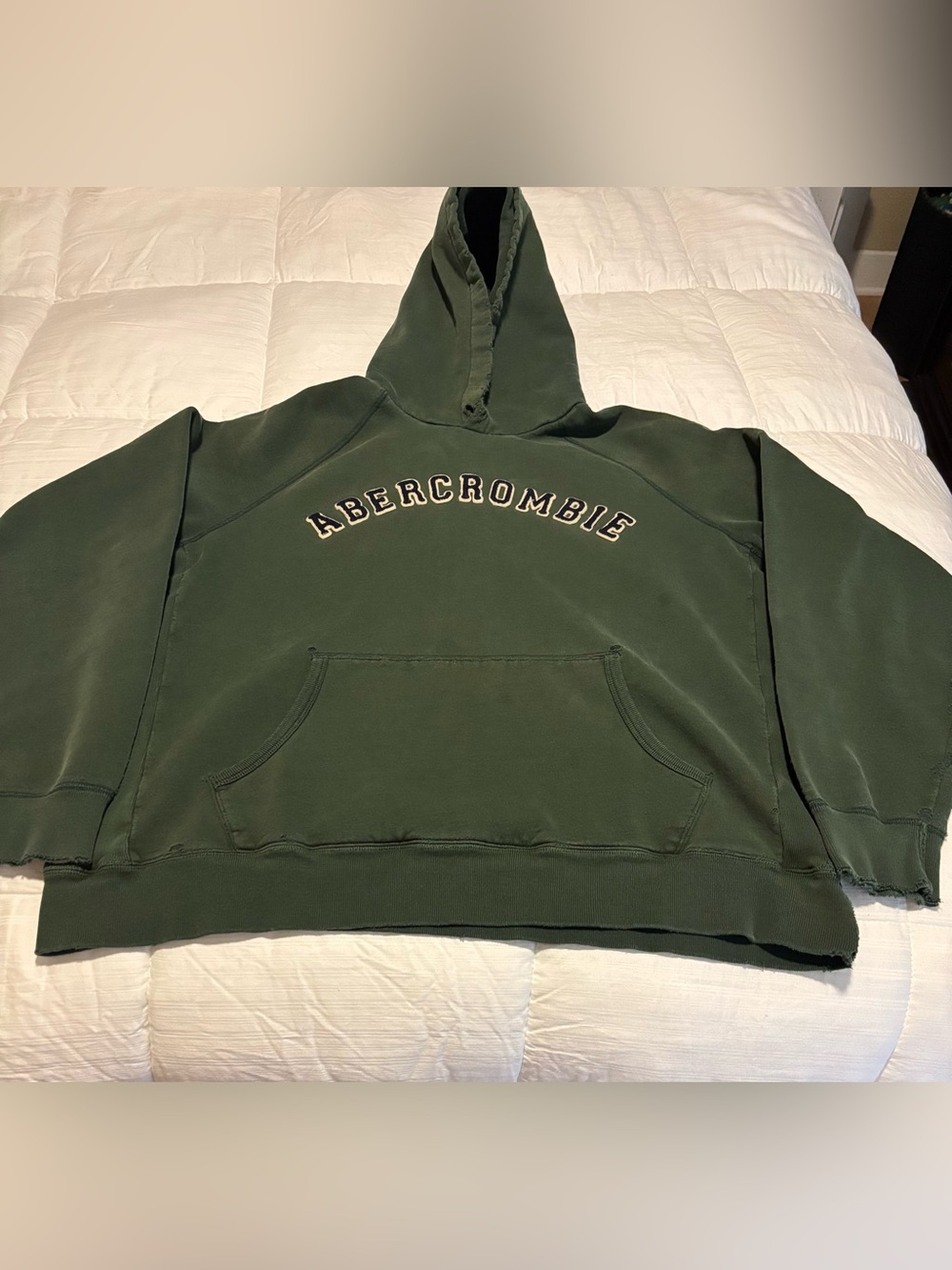 Vintage Y2K Abercrombie & Fitch Distressed Heavyweight Green Hoodie Size XXL